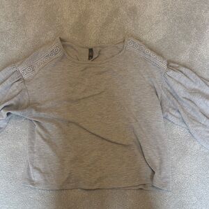 Alya Light Gray Blouse with Lace Accents